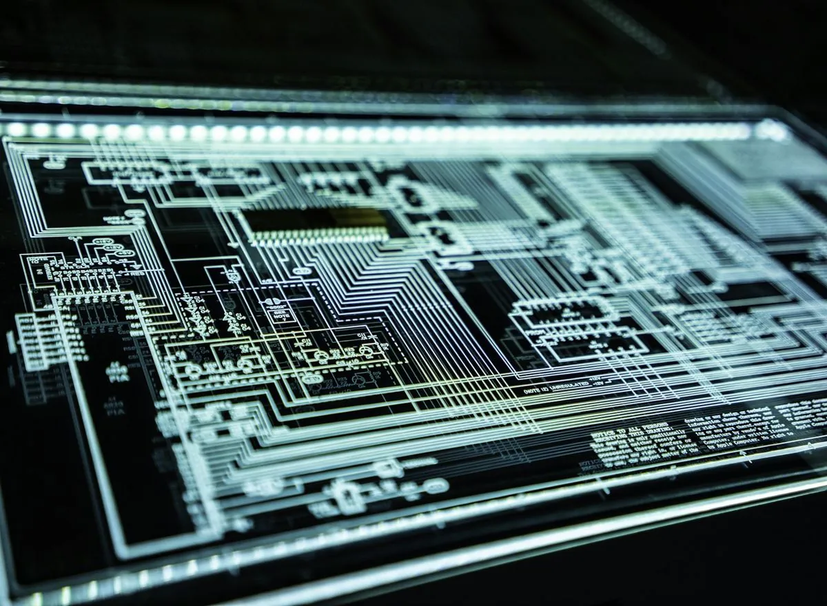 Close view of an electronic circuit board and processor.